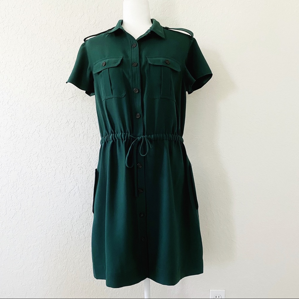 Banana Republic Forest Green Utility Dress Pockets